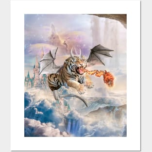 Big Cat Tiger As Flying Dragon Posters and Art